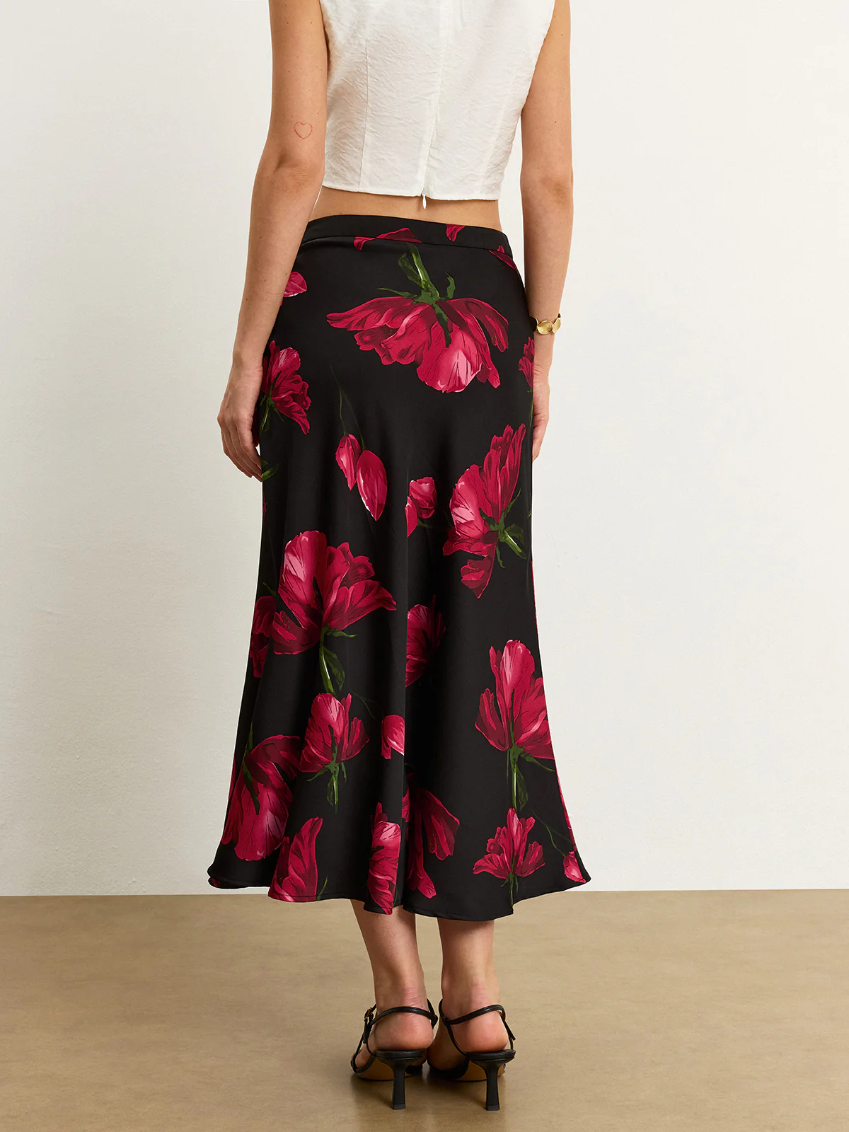 Satin Rose Midi Skirt - Image 7