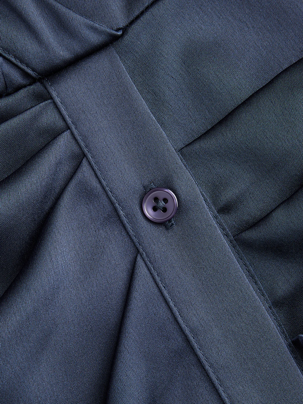 Satin Ruched Side Cinched-Waist Shirt Midi Dress - Image 4
