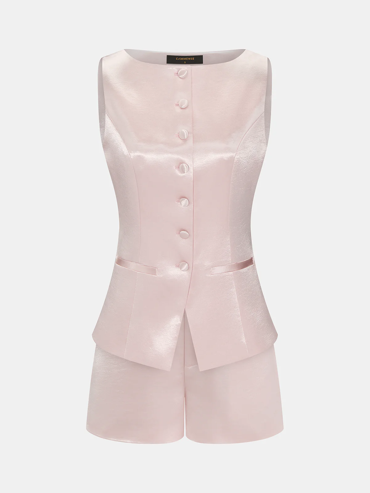 Satin Sleeveless Two Piece Shorts Set - Image 2