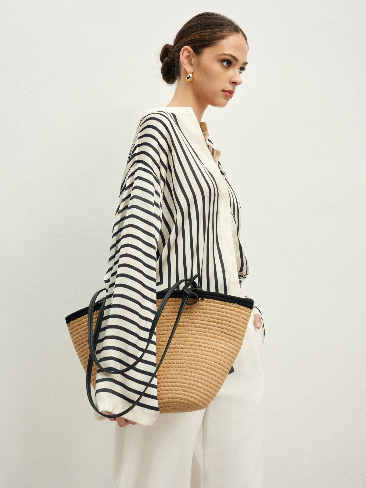 Satin Striped Button Cozy Blouse - Image 4