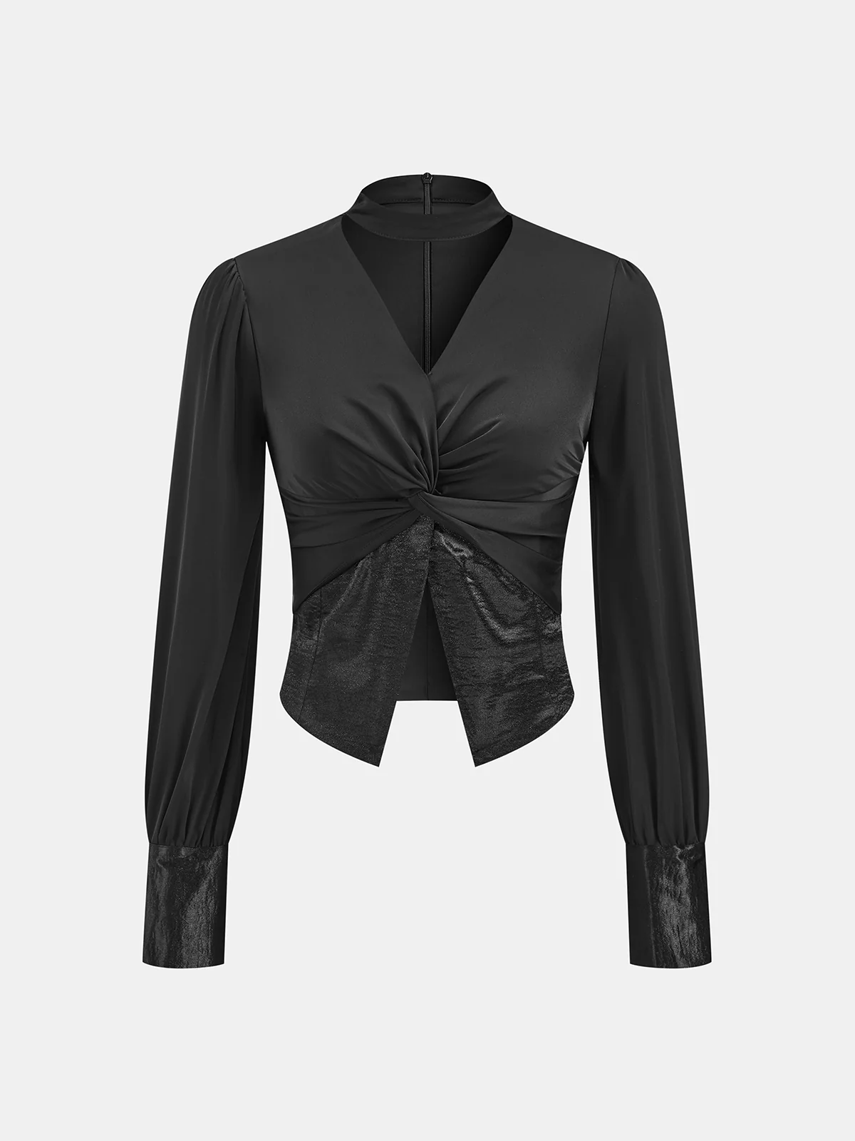 Satin Twisted Front Cropped Blouse - Image 2