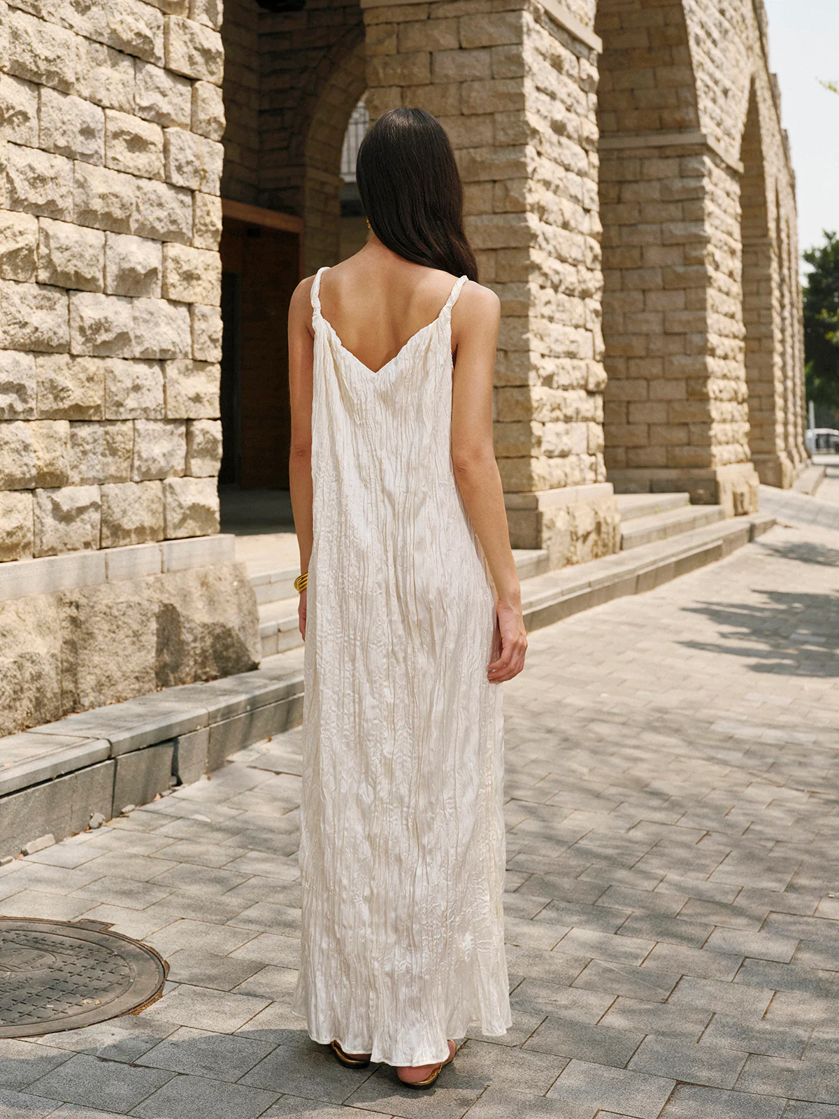 Satin V-Neck Cami Dress - Image 6