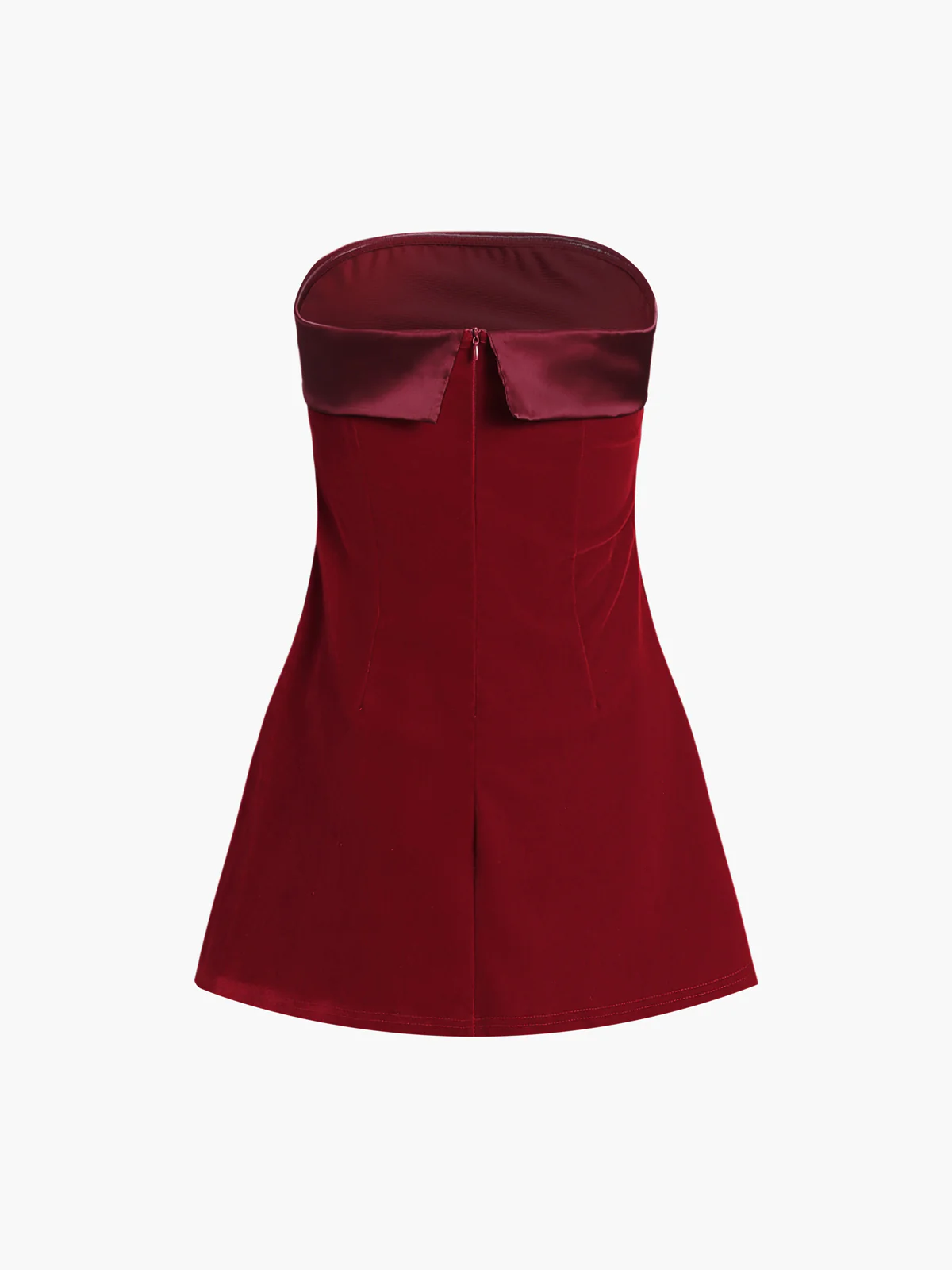 Satin Velvet Strapless Short Dress - Image 2