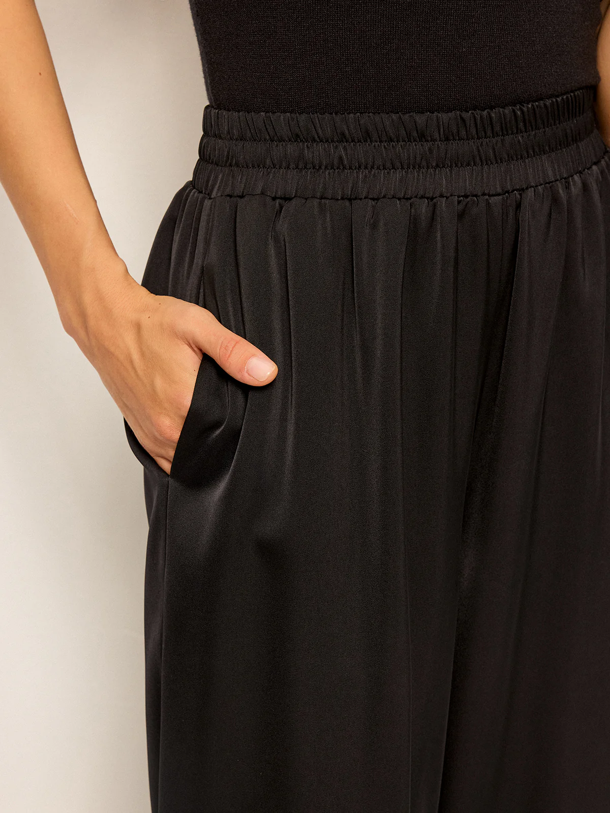 Satin Wide-Leg Pants with Contrast Cuffs - Image 5
