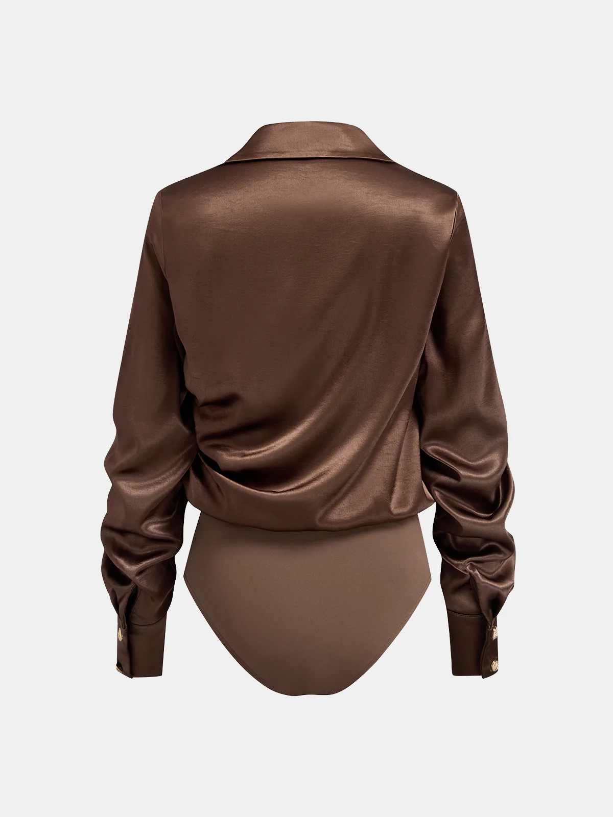 Satin Wrap-Collar Bodysuit Blouse - Image 2
