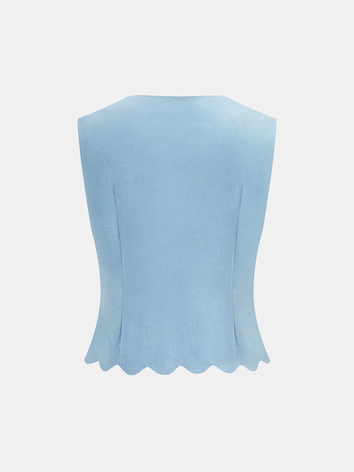 Scallop Trim Buttoned Vest & Shorts Set - Image 4