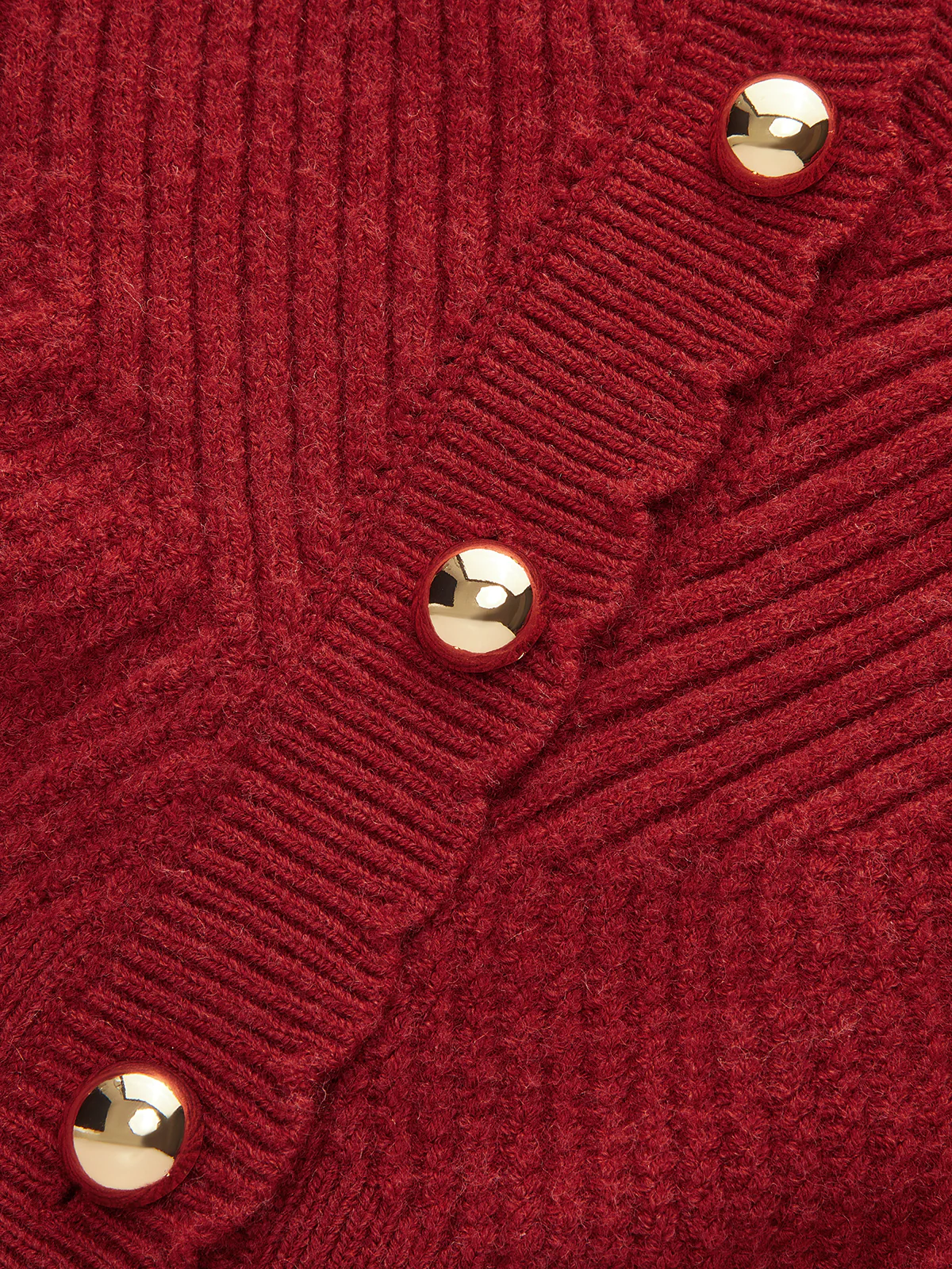 Scalloped Edge Ribbed V-Neck Buttoned Cardigan - Image 5