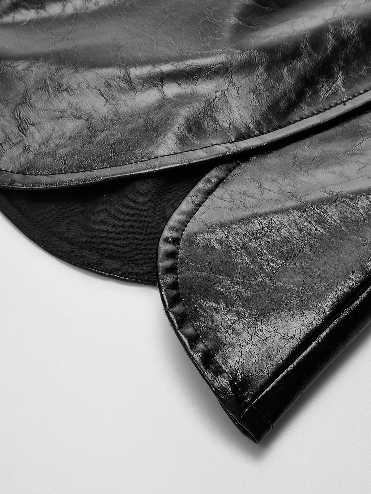 Scalloped Hem Faux Leather Mini Skirt - Image 4