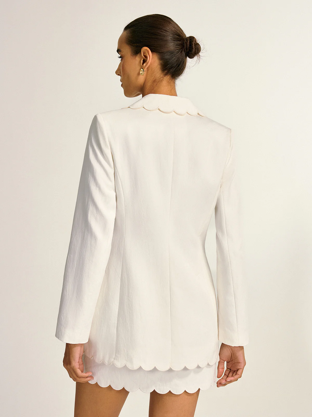 Scalloped Trim Metal Button Blazer - Image 3