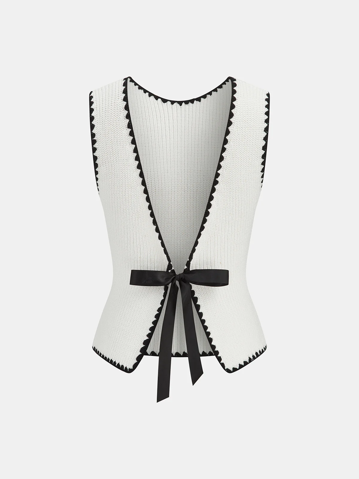 Scalloped Trim Tie-Back Sweater Vest - Image 3