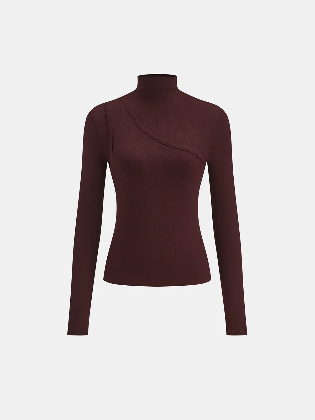 Seam Detail Mock Neck Long-Sleeve T-Shirt - Image 2