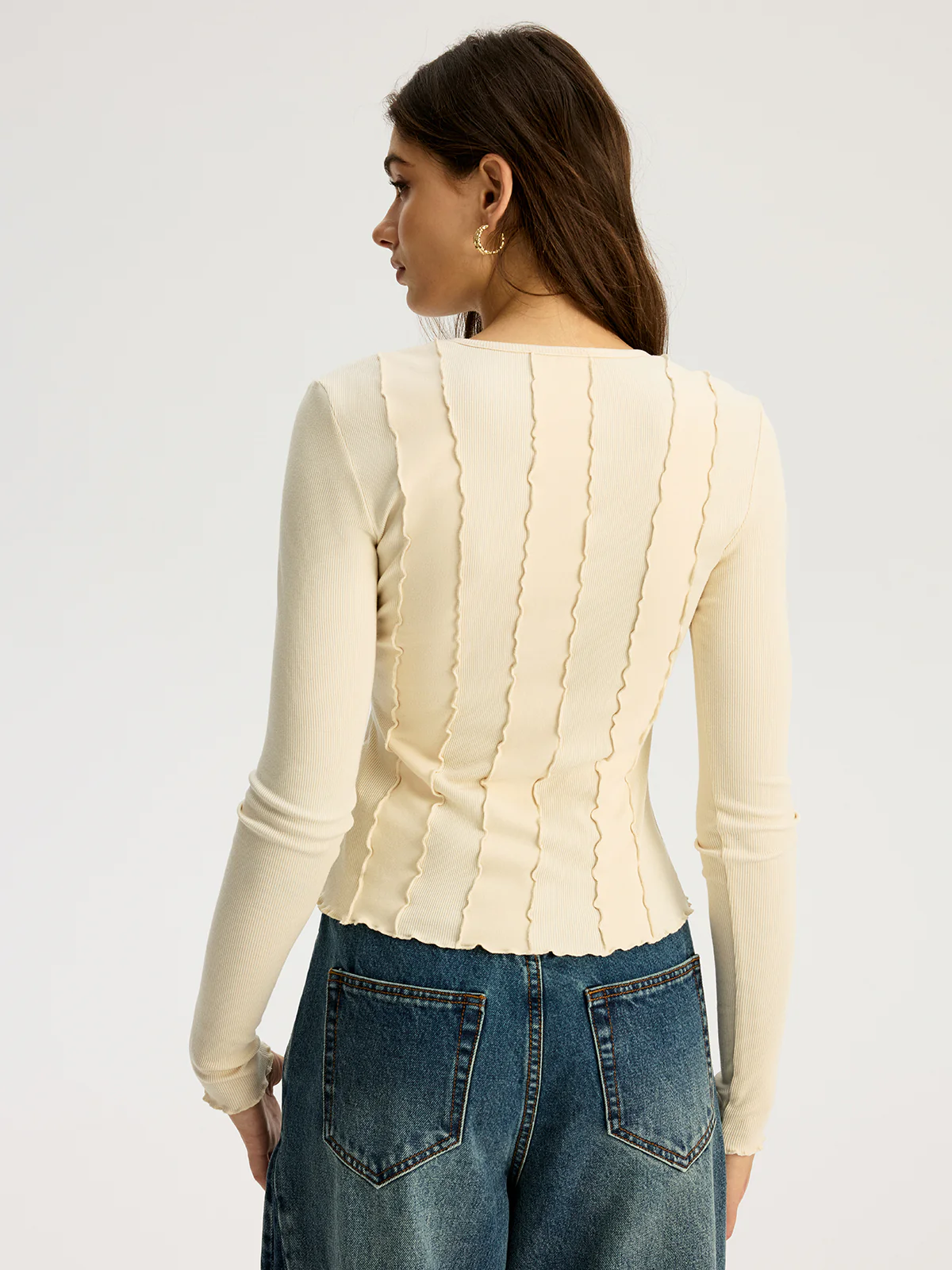 Seam Detail Ribbed Jersey Top - Image 4