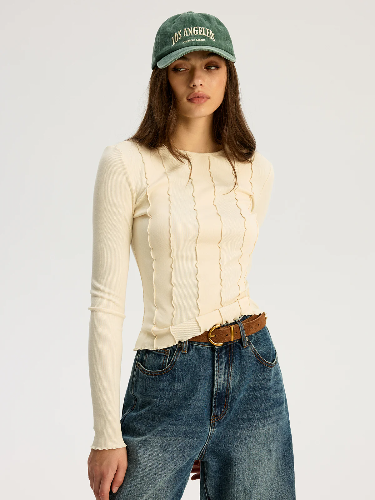 Seam Detail Ribbed Jersey Top - Image 6