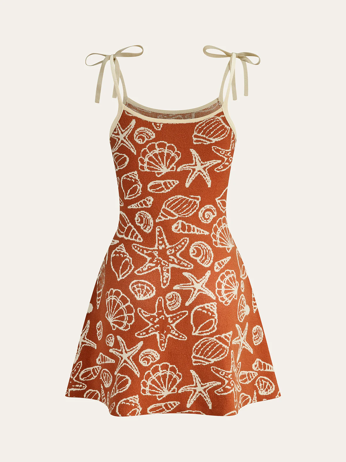 Seashell Print Tie-Strap Mini Dress - Image 7