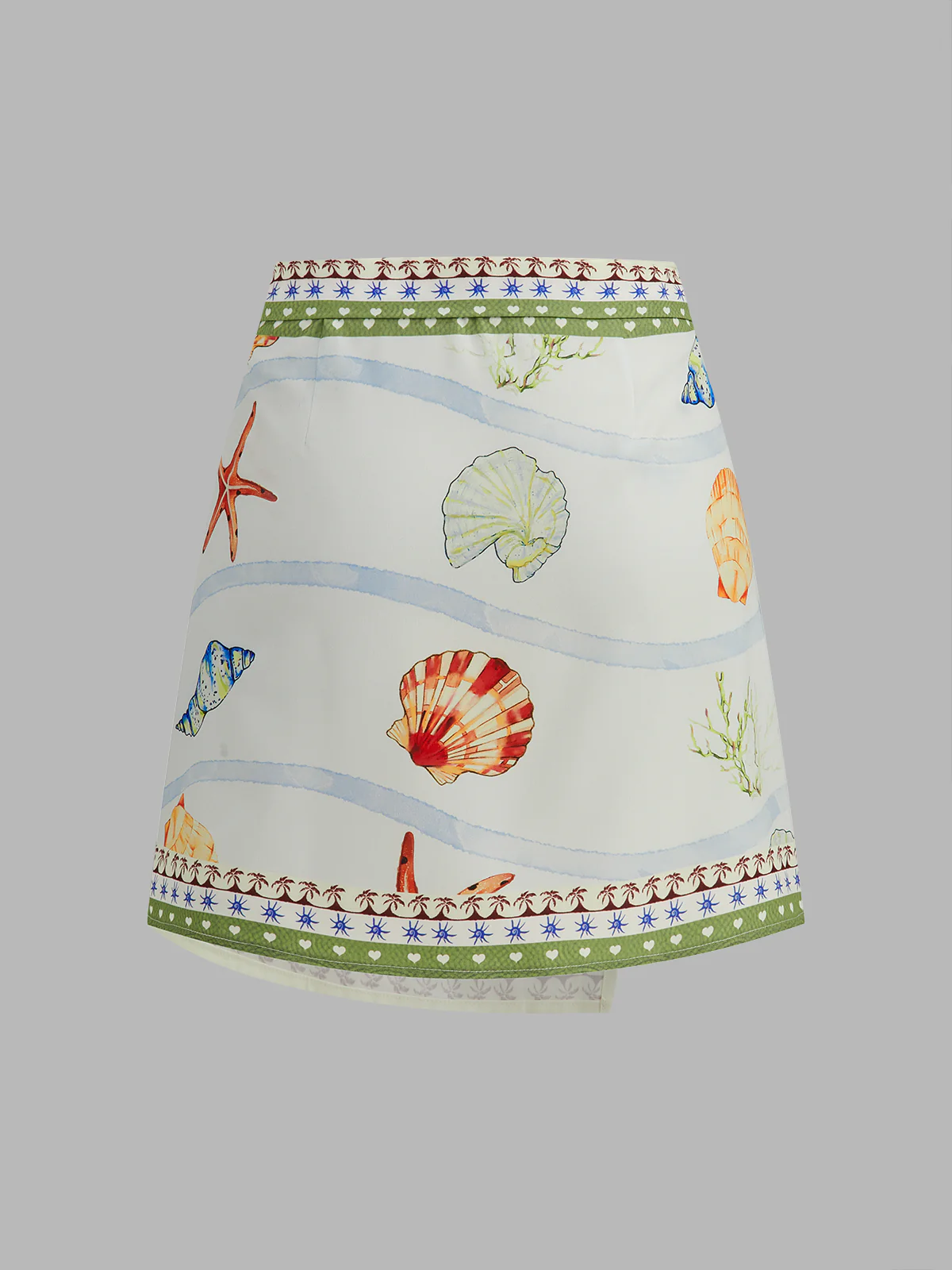 Seashell Print Wrap Mini Skirt - Image 2