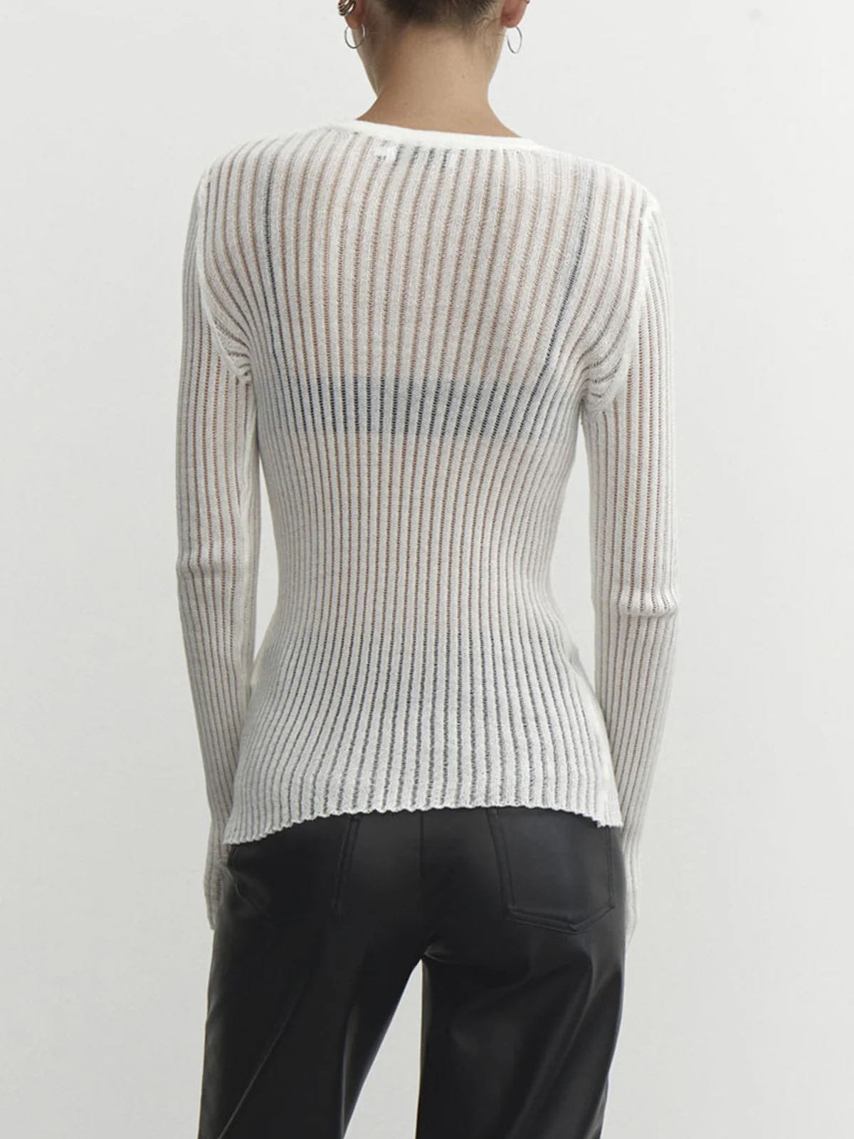See Through Ribbed Mesh Top - Image 2