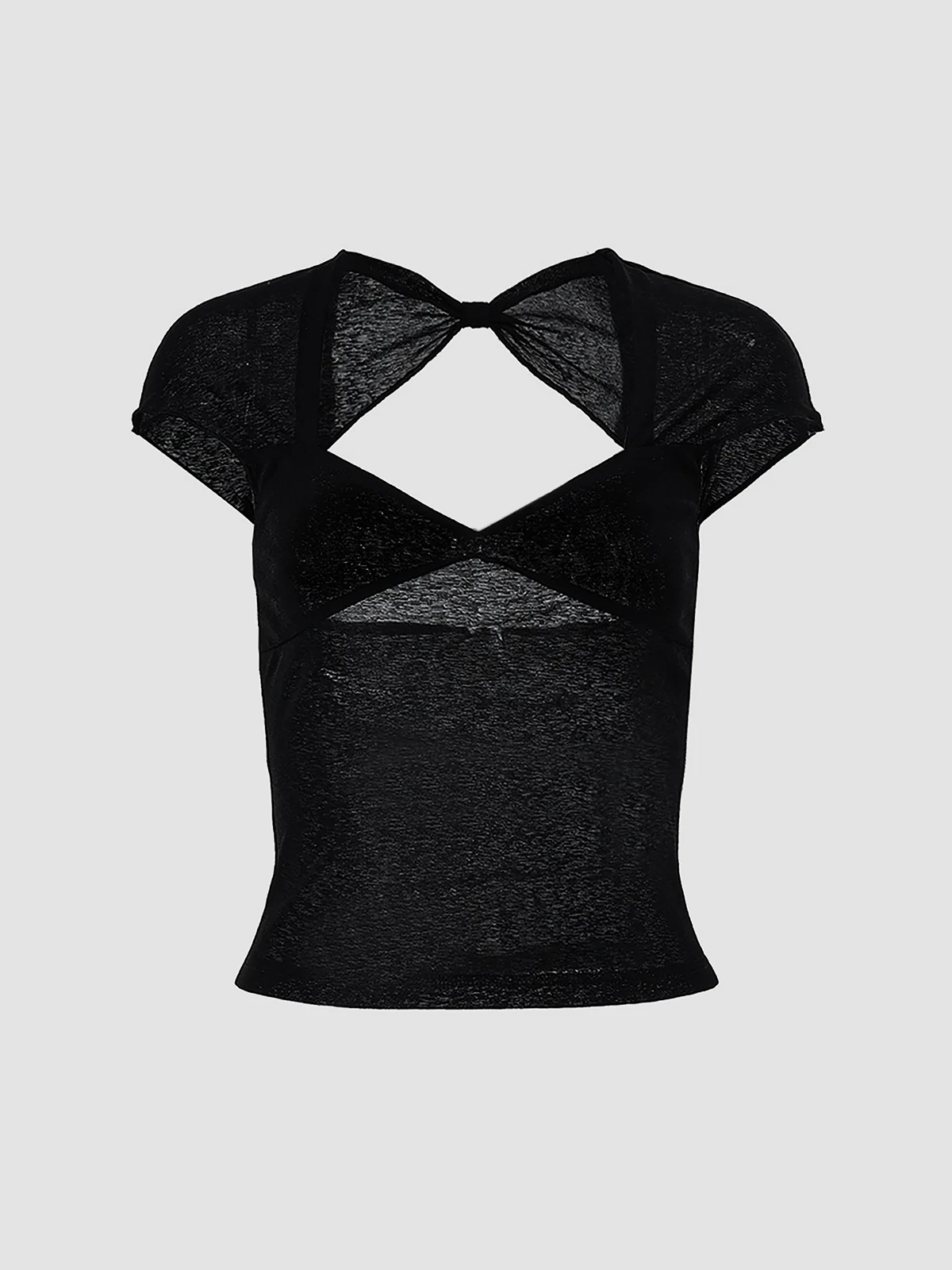 Semi-sheer Mesh Open Back T-shirt - Image 4