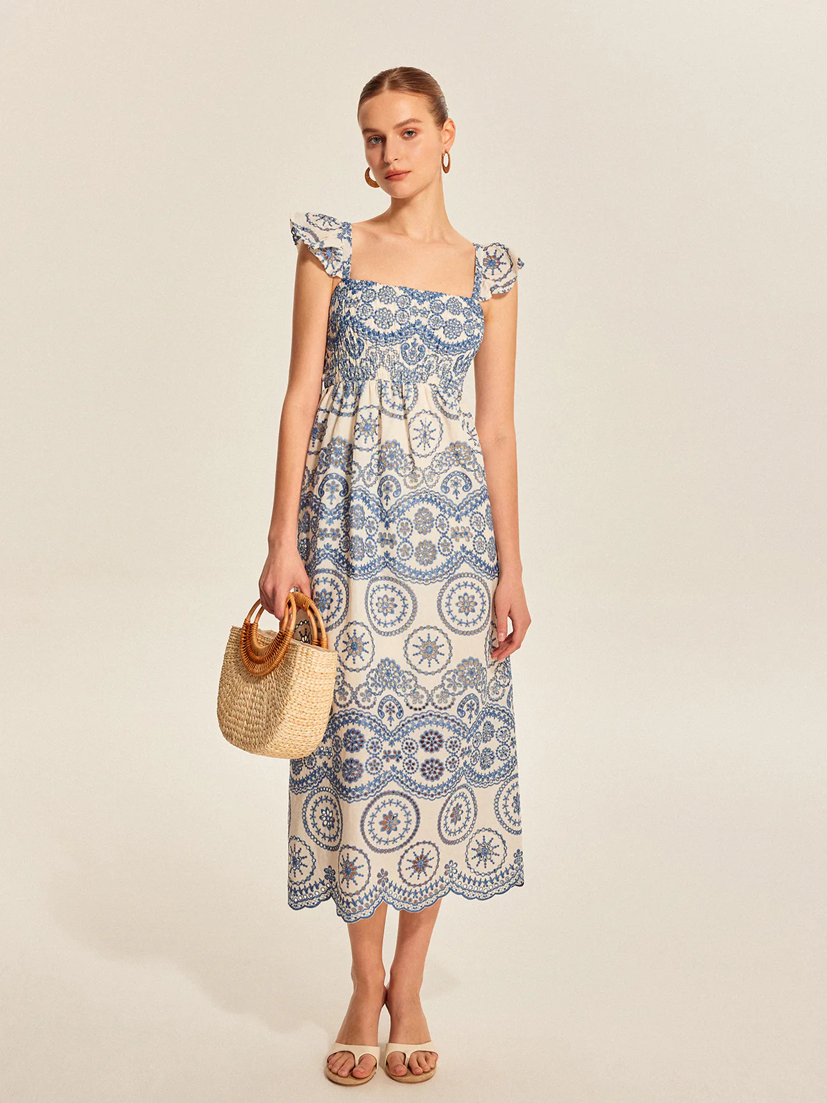 Semi-Sheer Boho Floral Back Cutout Dress - Image 5