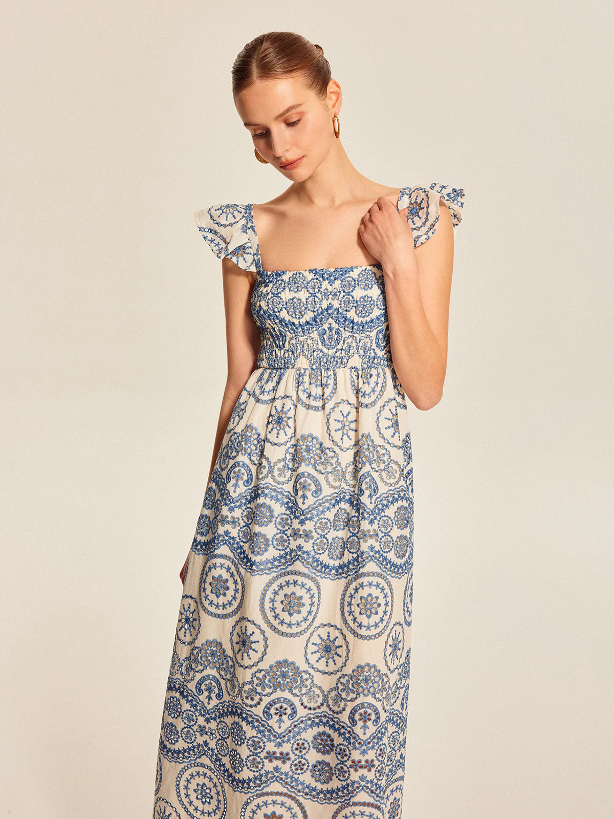 Semi-Sheer Boho Floral Back Cutout Dress - Image 6