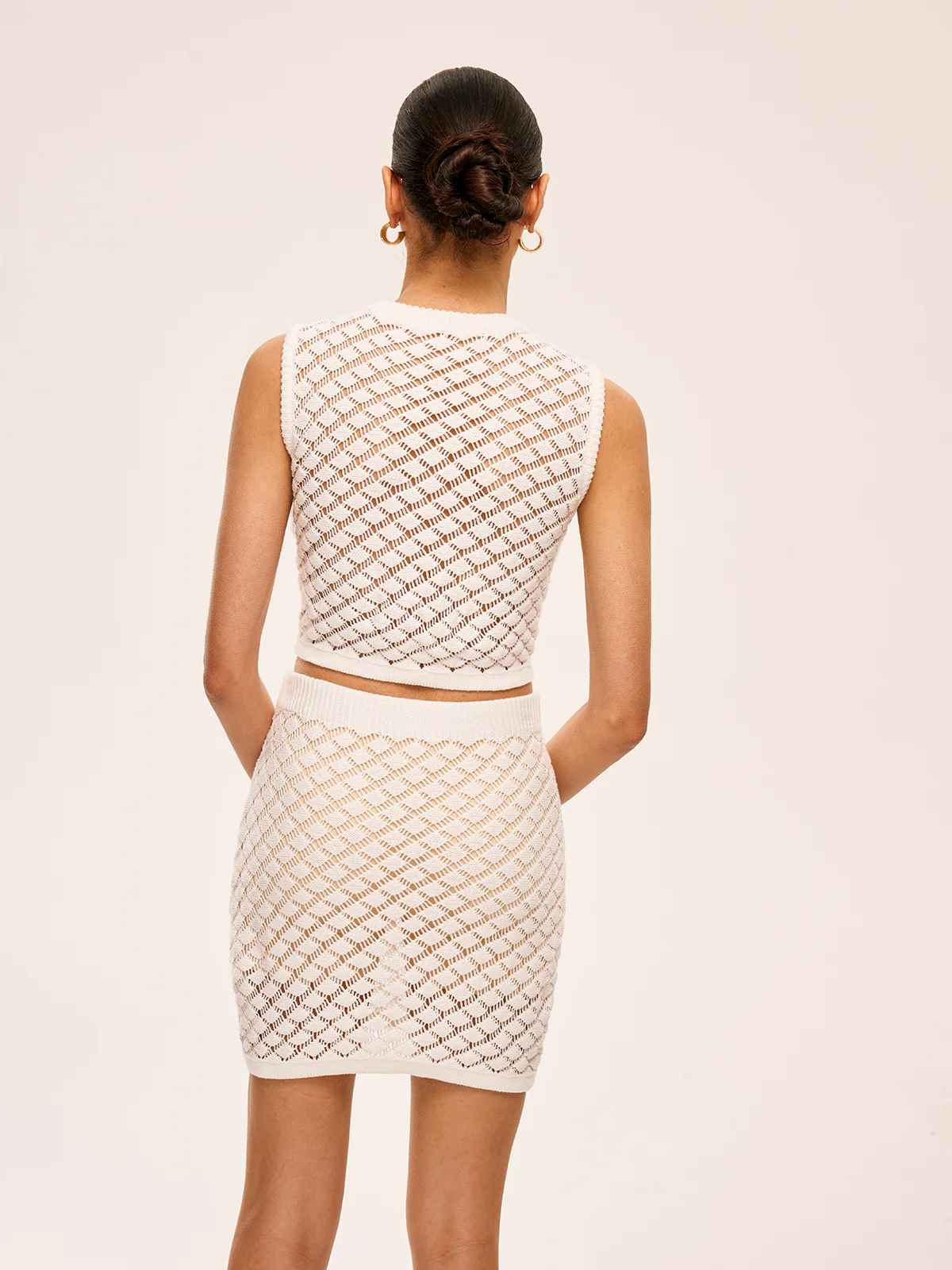 Semi-Sheer Button Detail Knit Skirt Set - Image 8