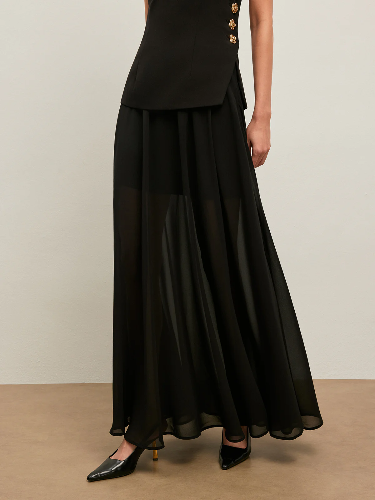 Semi-Sheer Chiffon Skirt - Image 5