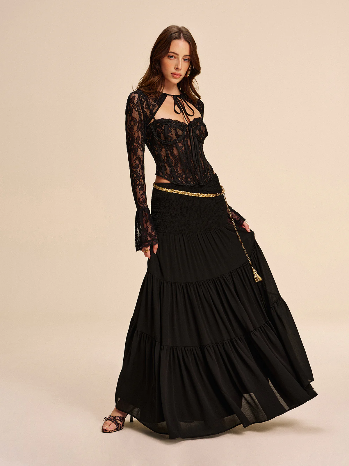 Semi-Sheer Chiffon Skirt Without Belt - Image 2