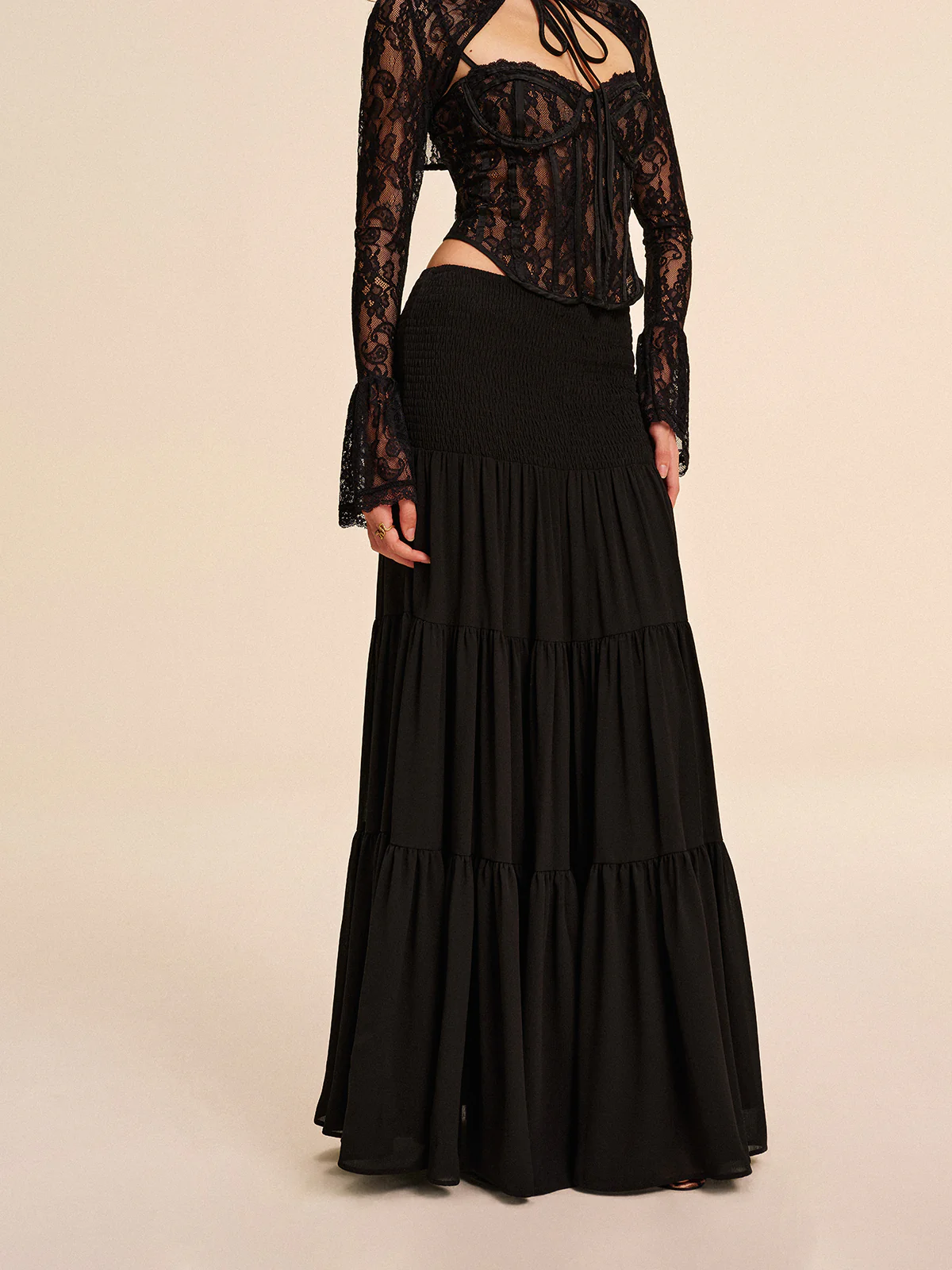 Semi-Sheer Chiffon Skirt Without Belt - Image 6