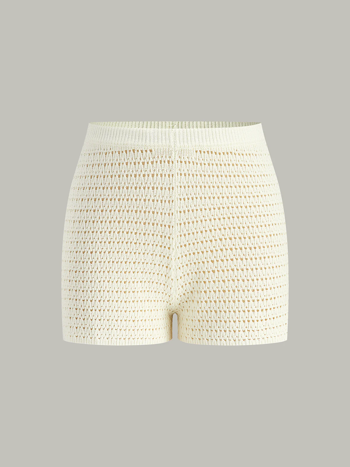 Semi-Sheer Crochet Knit Shorts - Image 2