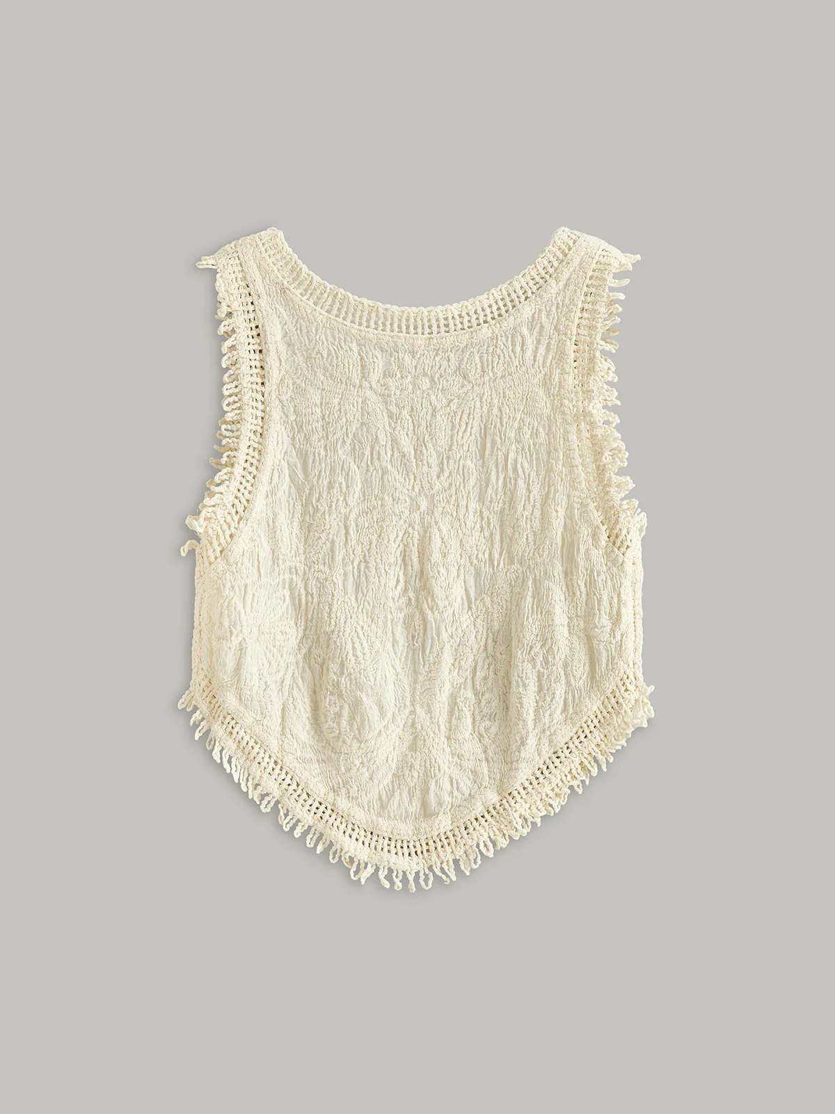 Semi-Sheer Crochet Lace Floral Detail Tank Top - Image 2