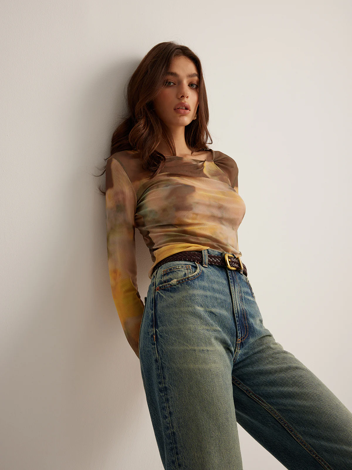 Semi-Sheer  Dye Printed Mesh T-Shirt - Image 6
