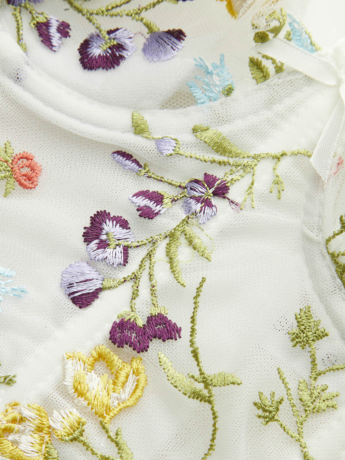Semi-Sheer Embroidery Mesh Corset - Image 2