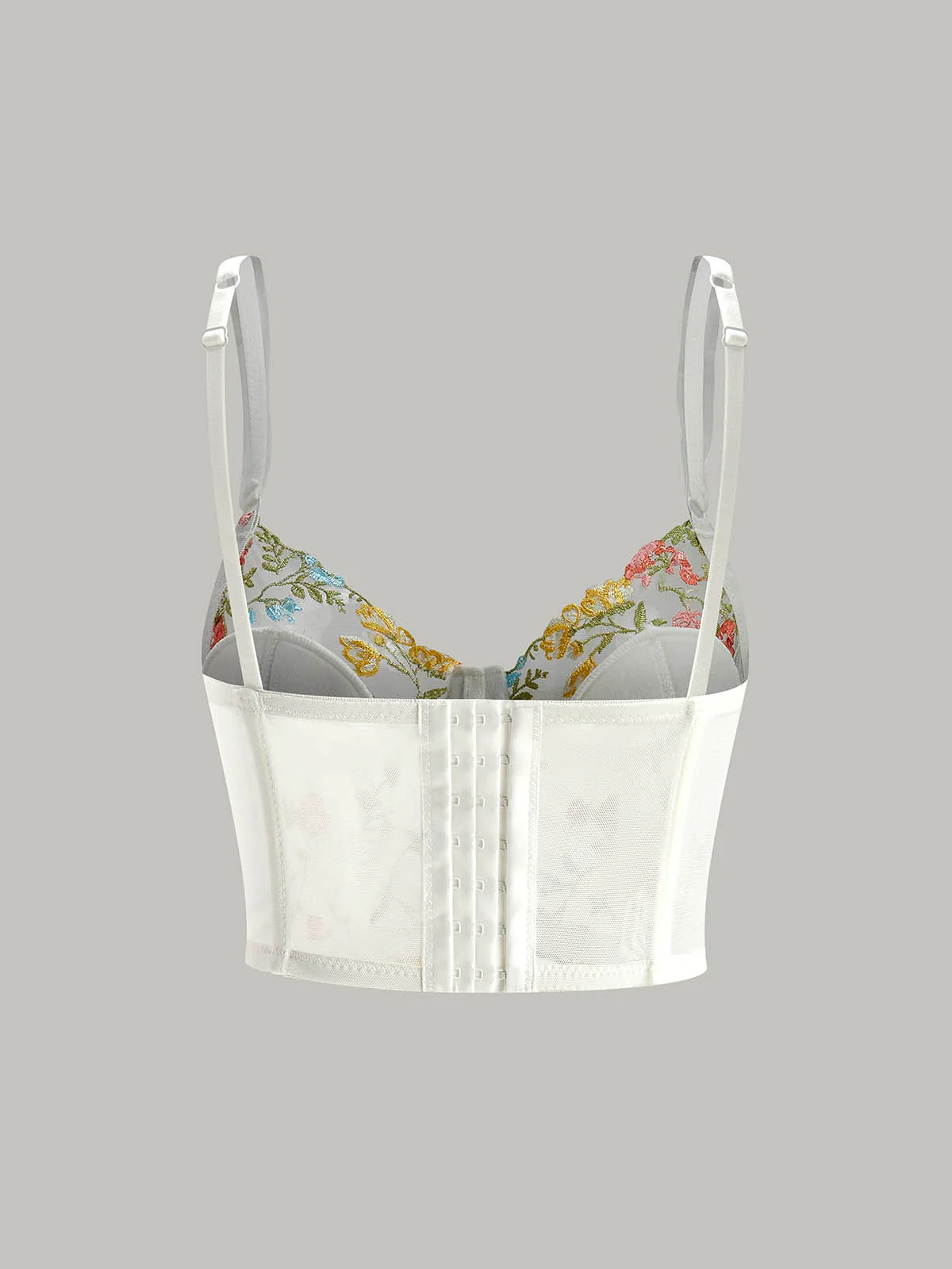 Semi-Sheer Embroidery Mesh Corset - Image 4
