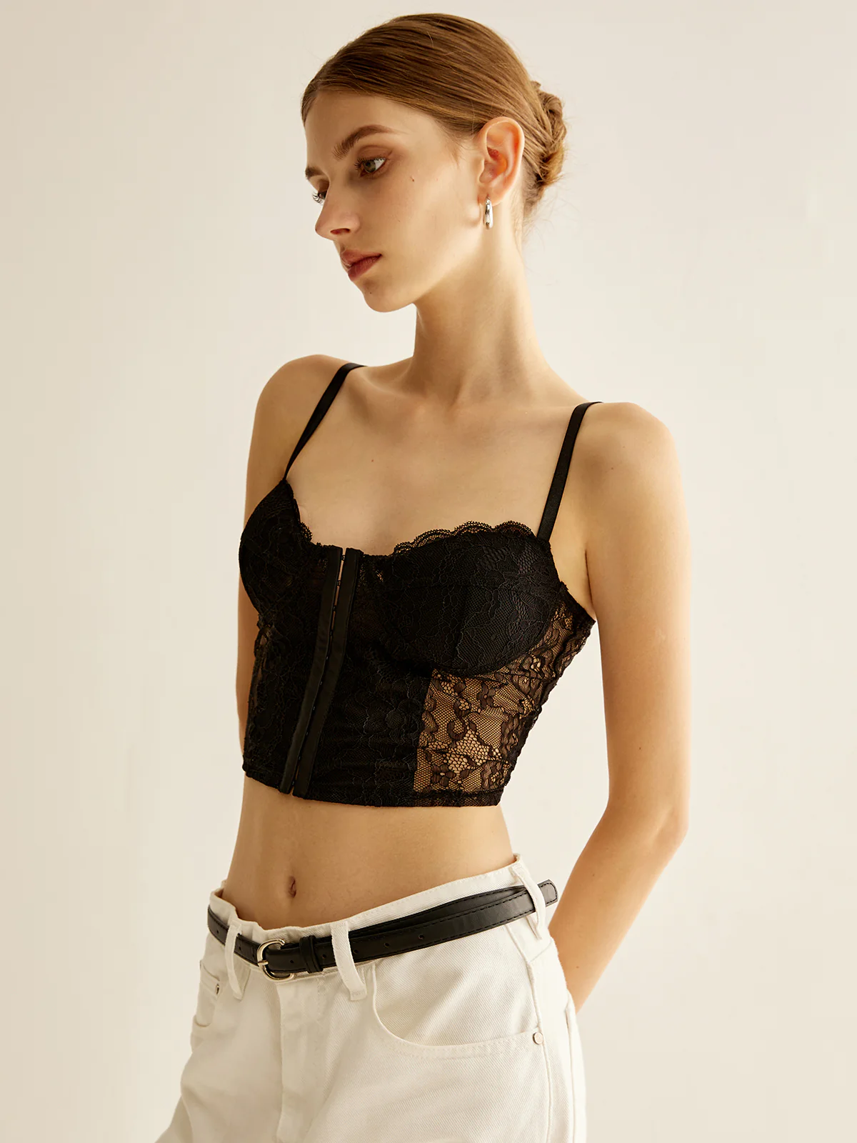 Semi-Sheer Floral Lace Corset Top - Image 6