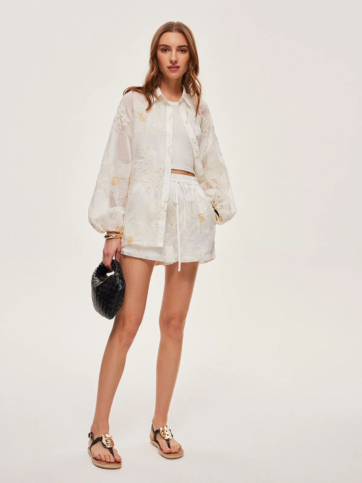 Semi-Sheer Floral Shorts Set - Image 2