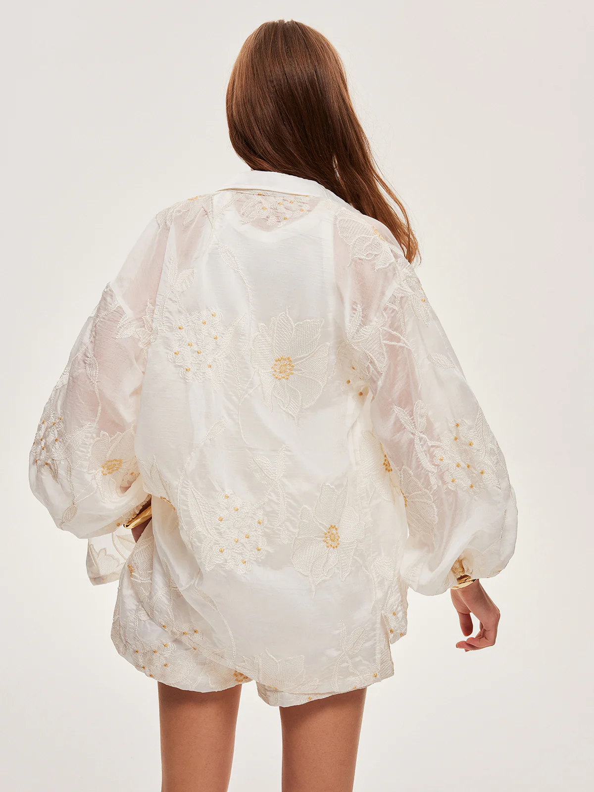 Semi-Sheer Floral Shorts Set - Image 4