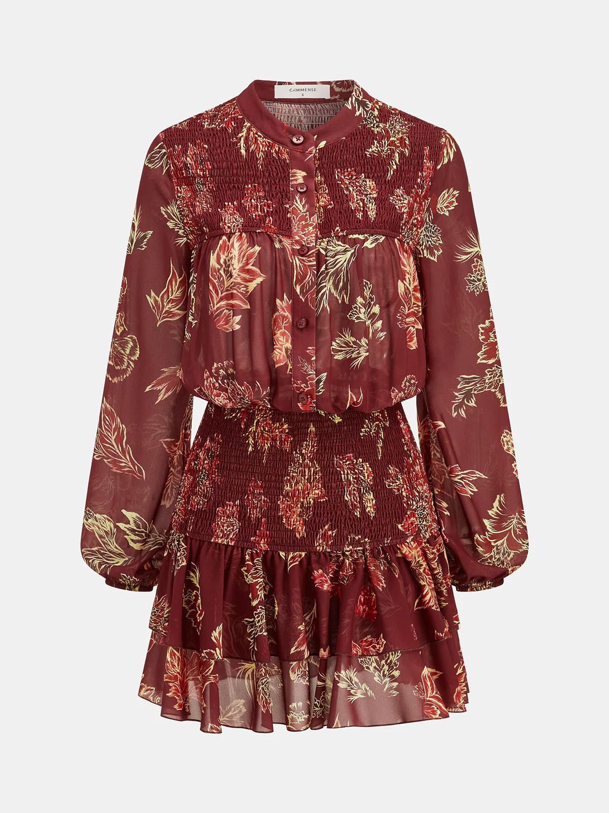 Semi-Sheer Floral Smocked Mini Dress