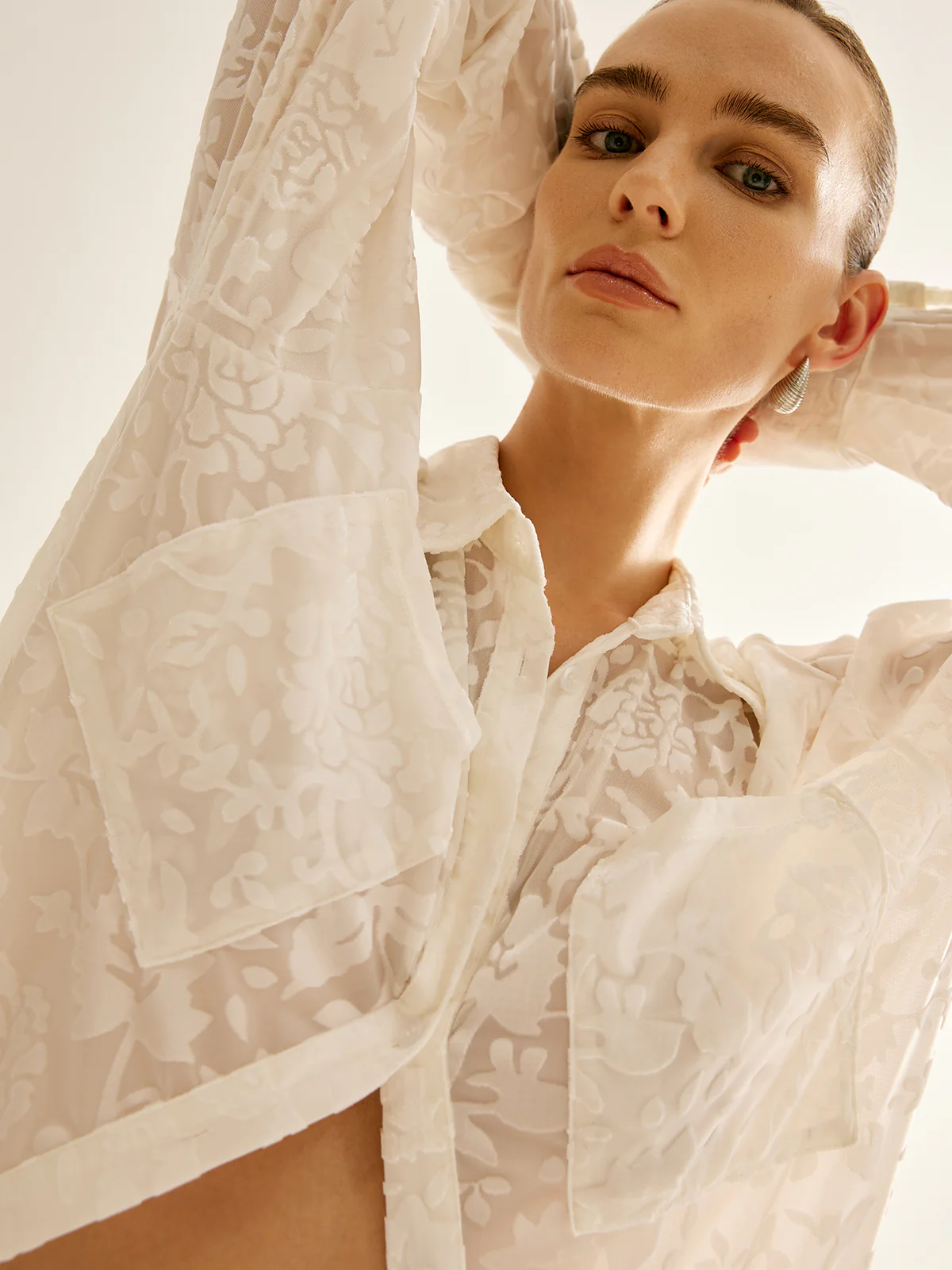 Semi-Sheer Jacquard Polo Shirt - Image 2