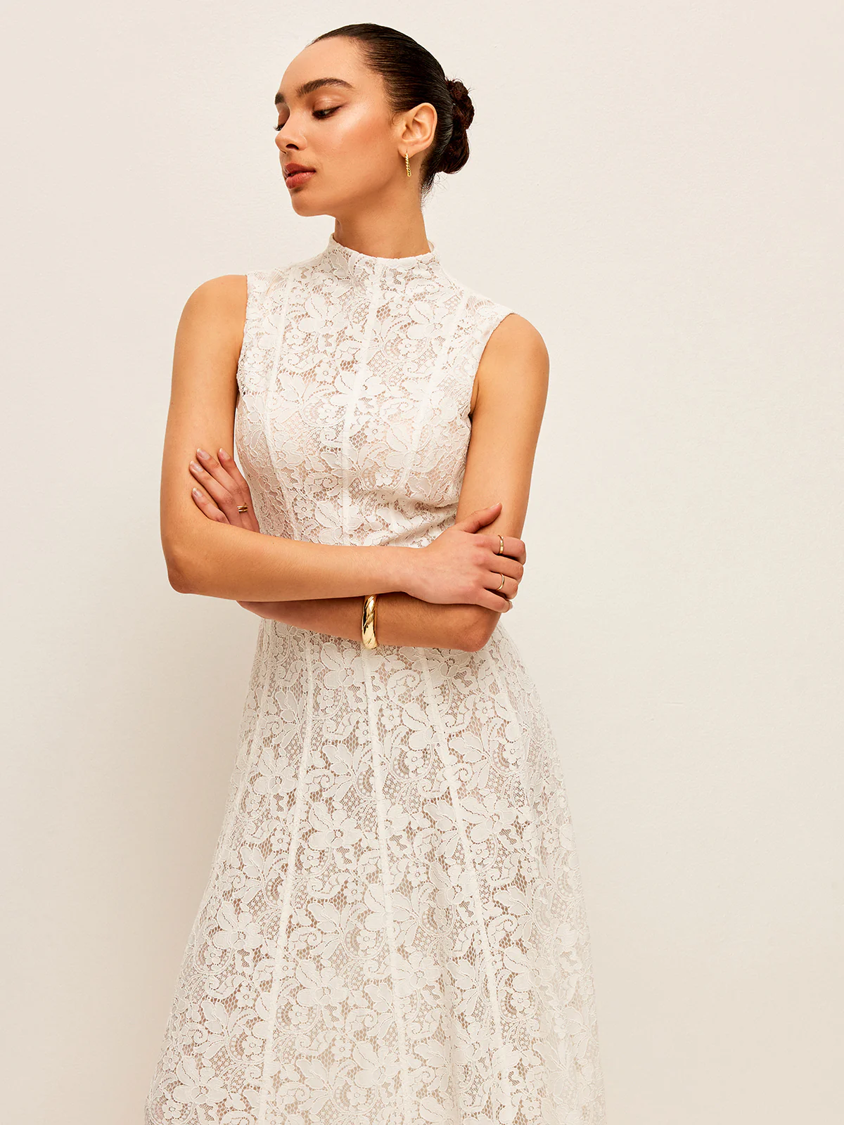 Semi-Sheer Lace Dress - Image 3