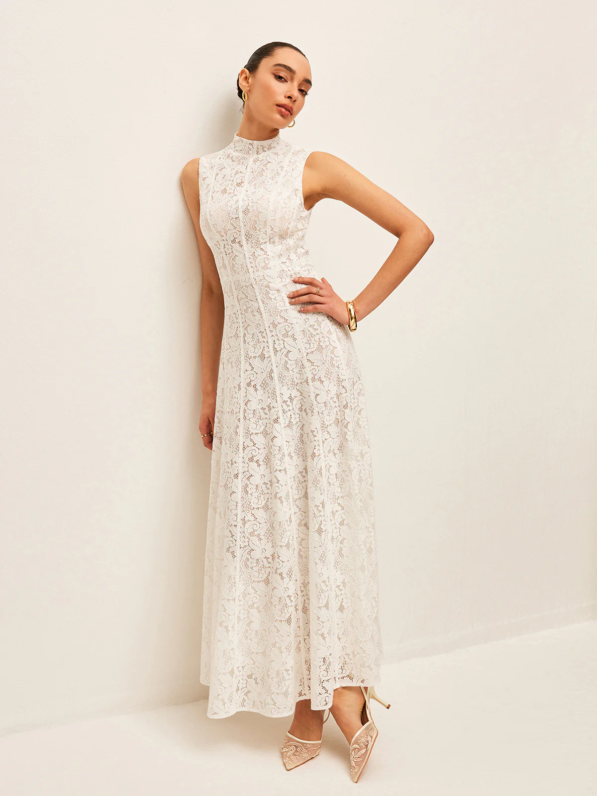 Semi-Sheer Lace Dress - Image 7
