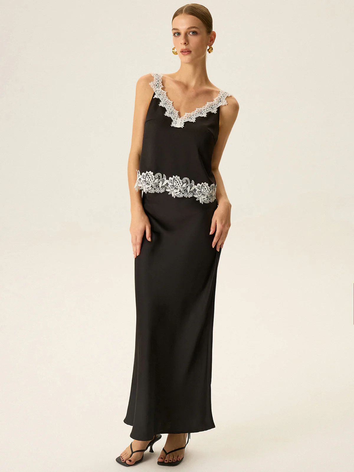 Semi-Sheer Lace Trim Cami Top - Image 2