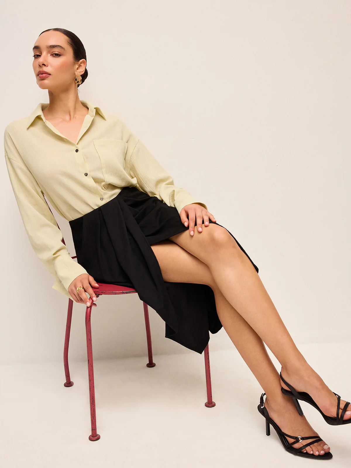 Semi-Sheer Long Sleeve Button-Up Shirt - Image 2