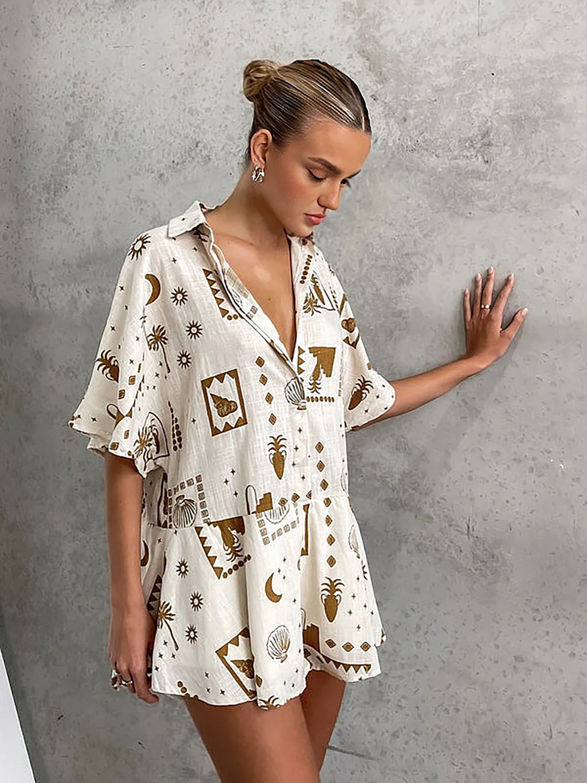 Semi-Sheer Loosen Print Jumpsuit - Image 4