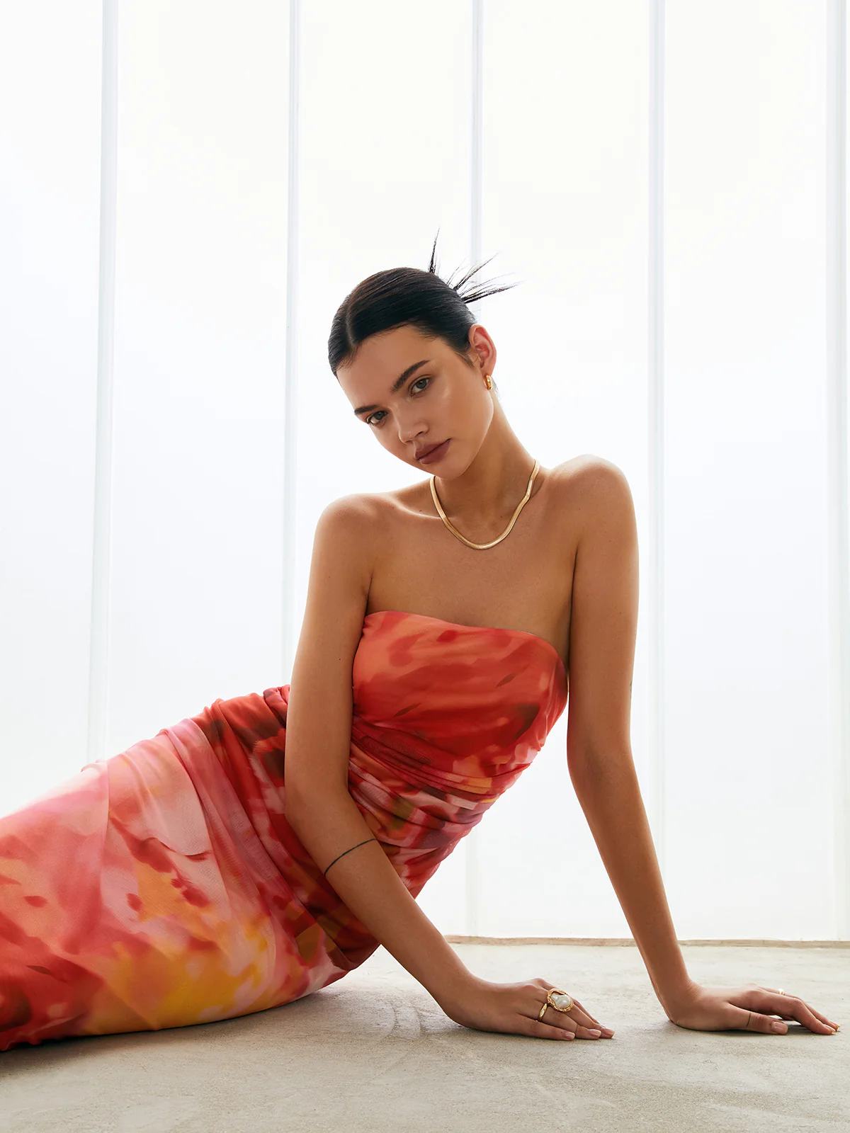 Semi-Sheer Mesh Midi Tube Dress - Image 3