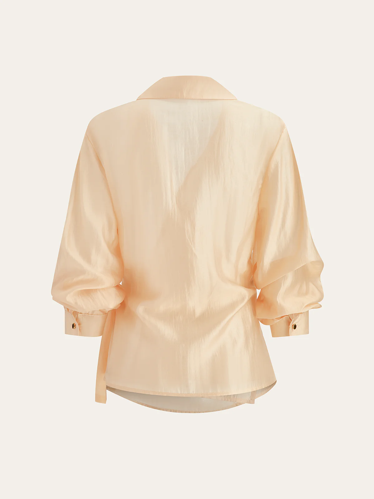 Semi-Sheer Metal Button Wrap Blouse - Image 2