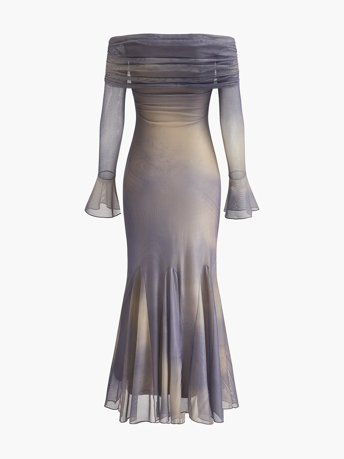 Semi-Sheer Off-Shoulder Bell Sleeves Dress - Image 2