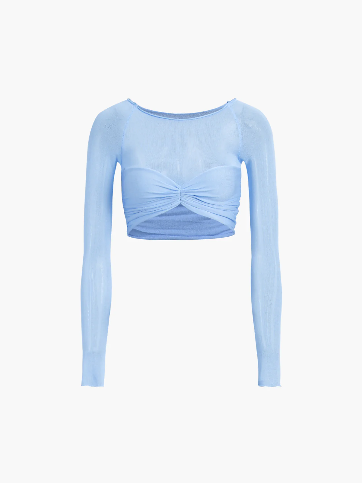 Semi-Sheer Off-Shoulder Mesh Crop T-Shirt - Image 9