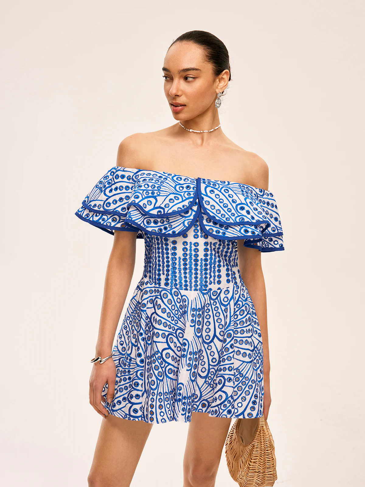 Semi-Sheer Off-Shoulder Ruffled Dress - Image 3