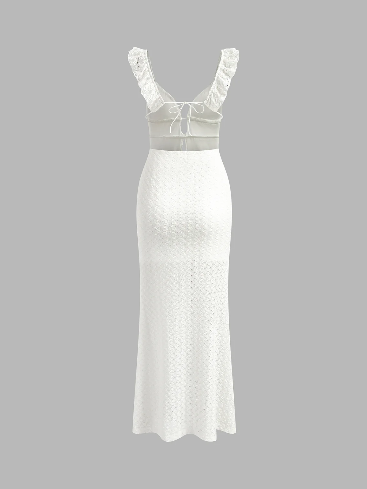 Semi-Sheer Pearl Keyhole Neckline Cami Long Dress - Image 5