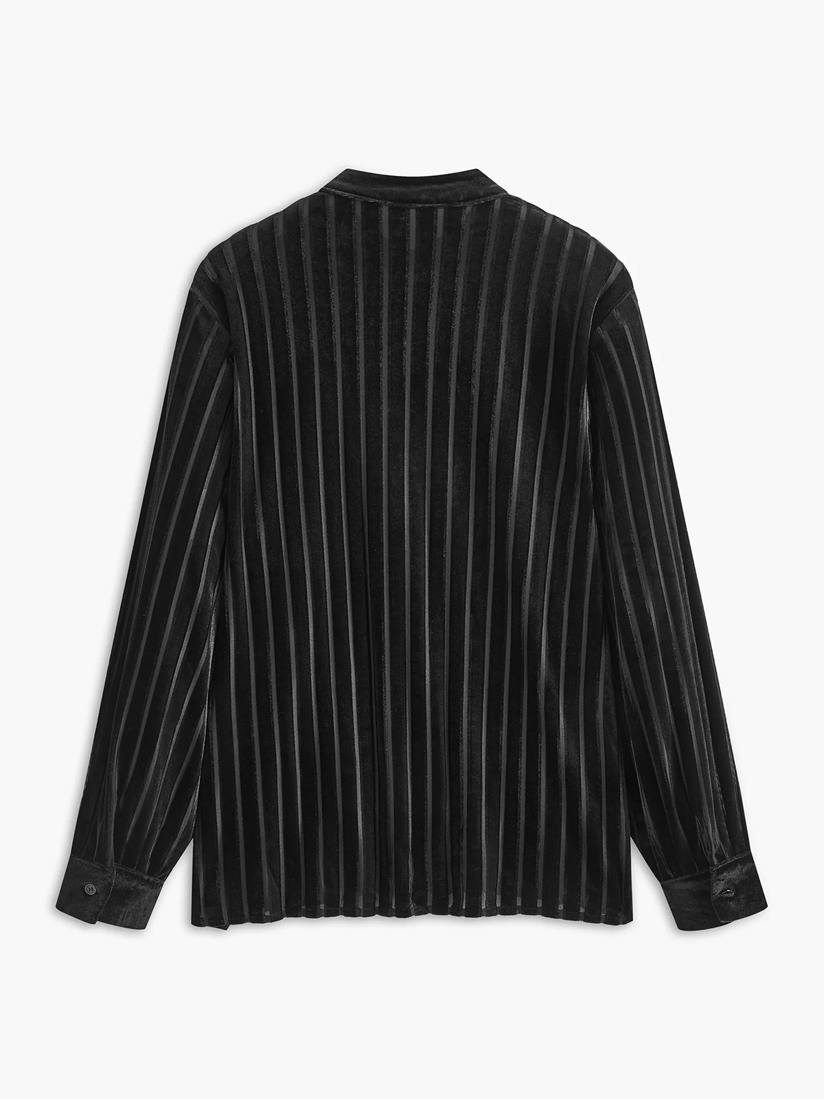 Semi-Sheer Pinstripe Button Polo Shirt - Image 2