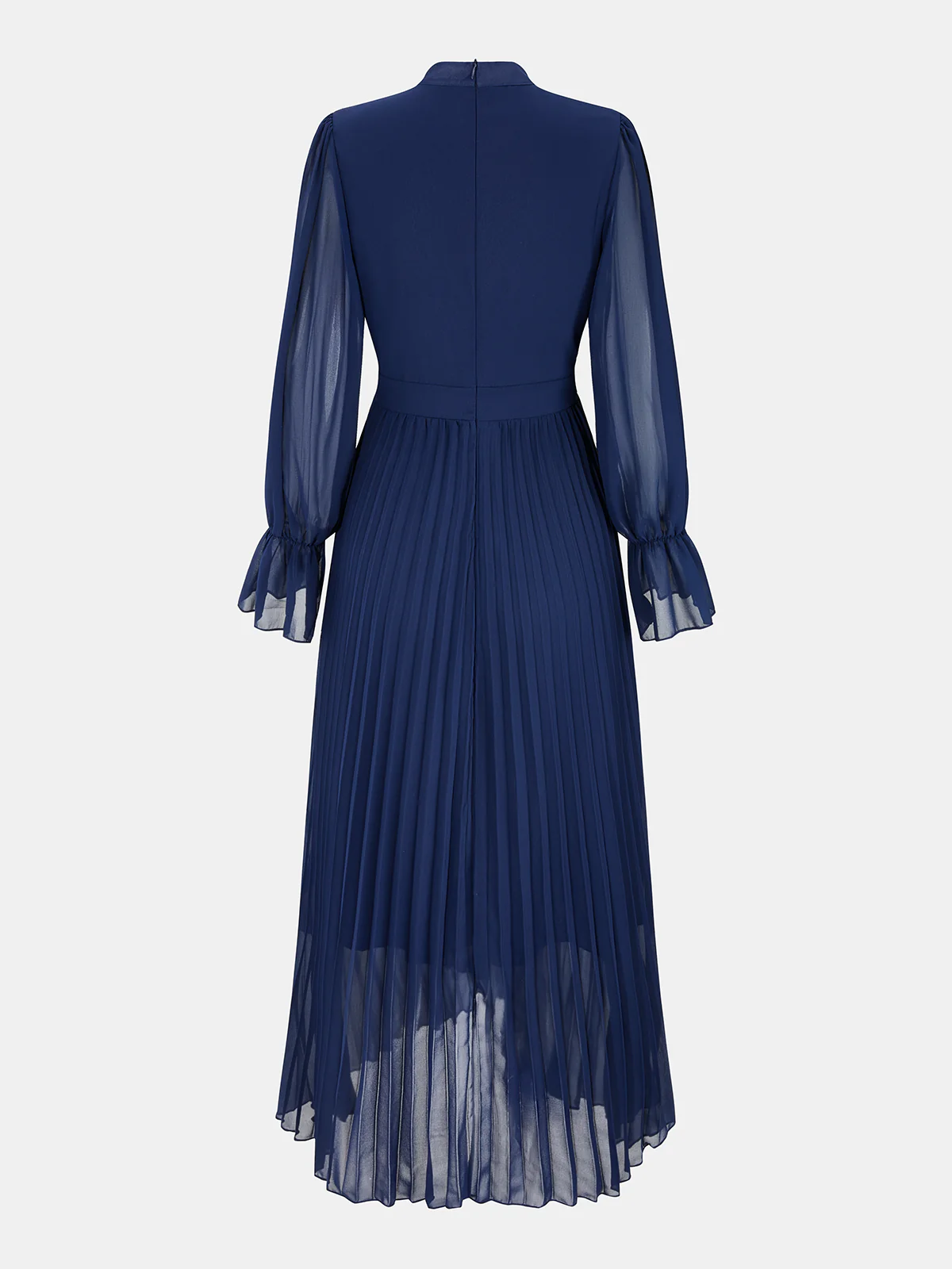 Semi-Sheer Pleated Chiffon Ruffle Maxi Dress - Image 2